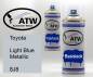 Preview: Toyota, Light Blue Metallic, 8J8: 400ml Sprühdose + 400ml Klarlack - Set, von ATW Autoteile West.